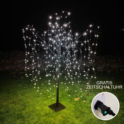Beleuchteter Trauerweidenbaum 180cm Trauerweide Schwarz 400 kaltweiße LEDs Timer