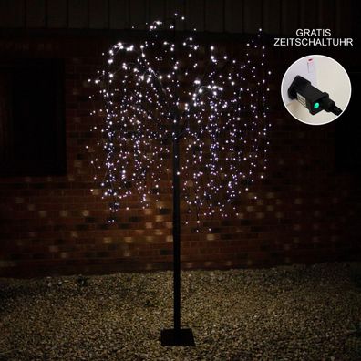 Beleuchteter Trauerweidenbaum 240cm LED-Trauerweide Schwarz 800 kaltweiße LEDs