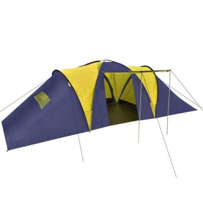 Campingzelt 9 Personen Stoff Blau/ Gelb