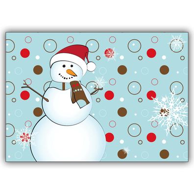 4x Fröhliche Weihnachtskarte mit lustigem Schneemann für Groß und Klein