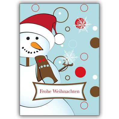 Designer Weihnachtskarte lustiger Schneemann Frohe Weihnachten