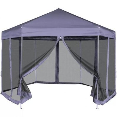 Hexagonal Pop-Up Zelt mit 6 Seitenwänden Dunkelblau 3,6x3,1 m