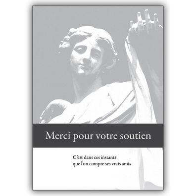 4x Französische Trauer Dankeskarte mit Engel: Merci pour votre soutien