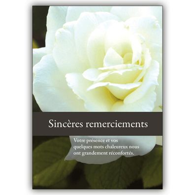 4x Elegante Trauer Dankeskarte, französisch: Sincères remerciements