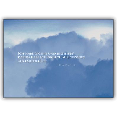 4x Feine Trauerkarte mit Wolken: Ich habe dich je und je geliebt...