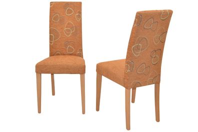 2 x Esszimmerstühle massivholz Buche / Stoff braun Polsterstühle Stuhlset modern