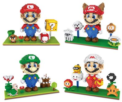 Super Mario Bros Luigi DIY Bausteine Anime Block Puzzlespiel Lernspielzeug für Kinder