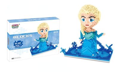 Prinzessin Elsa DIY Bausteine Cartoon Block Puzzlespiel Lernspielzeug für Kinder&Fans