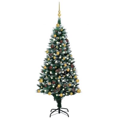 Künstlicher Weihnachtsbaum mit LEDs & Kugeln & Zapfen 150 cm