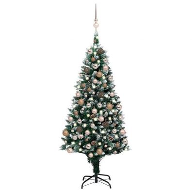 Künstlicher Weihnachtsbaum mit LEDs & Kugeln & Zapfen 150 cm