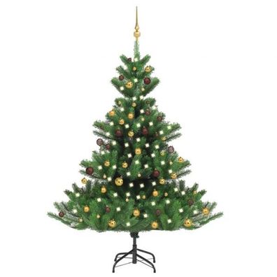 Künstlicher Weihnachtsbaum Nordmann LED & Kugeln Grün 180 cm