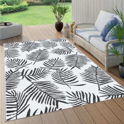 Outdoor-Teppich Weiß und Schwarz 190x290 cm PP