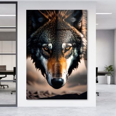 Modern Wandbild Art Tier Wolf Acrylglas + Aluminium , Leinwand , Poster n1