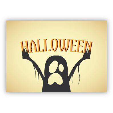 4x Gruselige Halloweenkarte mit Geist: Halloween