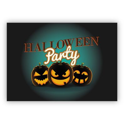 4x Gruselige Kürbis Einladungskarte zu Halloween: Halloween Party