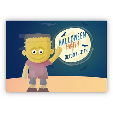 4x Schaurige schöne Halloween Einladungskarte: Halloween Party October 31th
