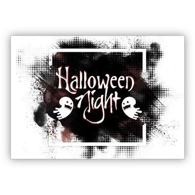 4x Schaurige schöne Halloween Einladungskarte mit Geistern Halloween Night