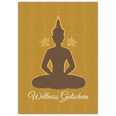 4x Edle Wellness Gutscheinkarte (Blanko) mit Buddha Motiv