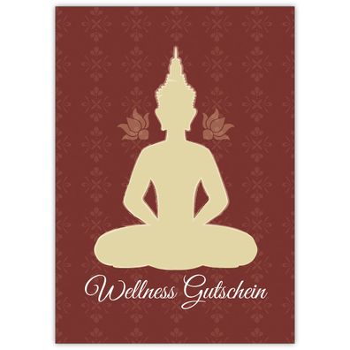 4x Schöne Wellness Gutscheinkarte (Blanko) mit Buddha in edlem Design