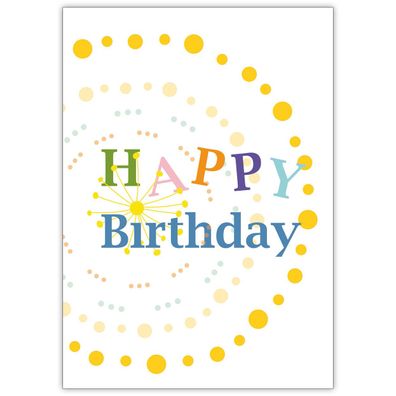 4x kunterbunte Geburtstagskarte für Geburtstage: Happy Birthday