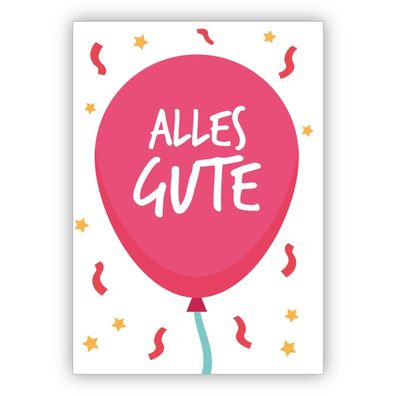 4x Fröhliche Luftballon Geburtstagskarte: Alles Gute