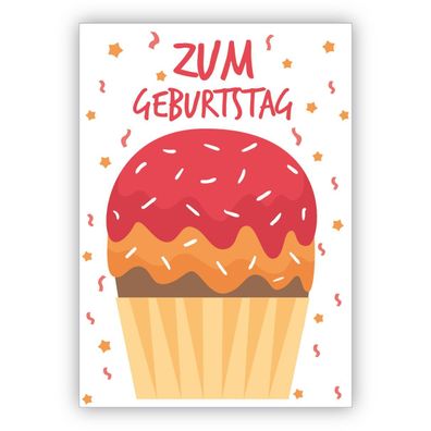 4x Leckere Geburtstagskarte mit Muffin: Zum Geburtstag