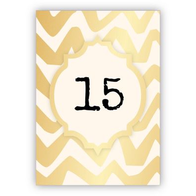 4x Edle Geburtstagskarte in gold Optik zum 15. Geburtstag