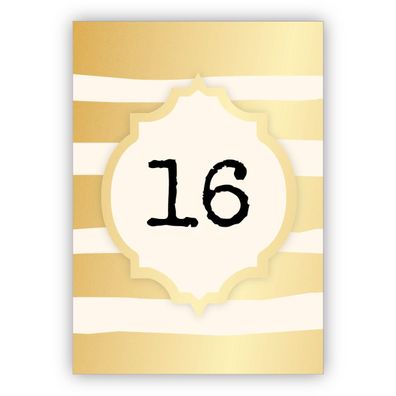 4x Edle Geburtstagskarte in gold Optik zum 16. Geburtstag