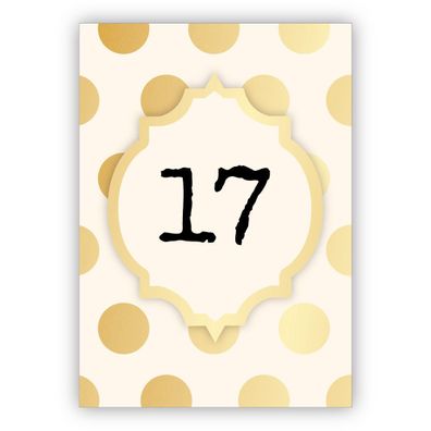 4x Edle Geburtstagskarte in gold Optik zum 17. Geburtstag