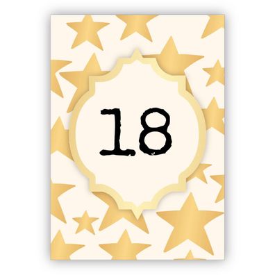 4x Edle Geburtstagskarte in gold Optik zum 18. Geburtstag