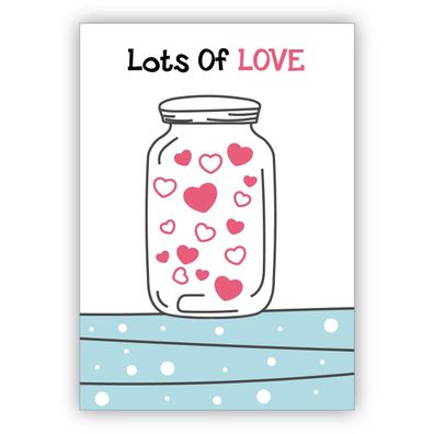 4x süße Liebeskarte mit ganz viel Herz: Lots of Love