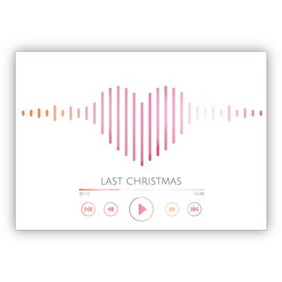 4x Tolle Liebesskarte mit Herz Sound Optik: Last Christmas