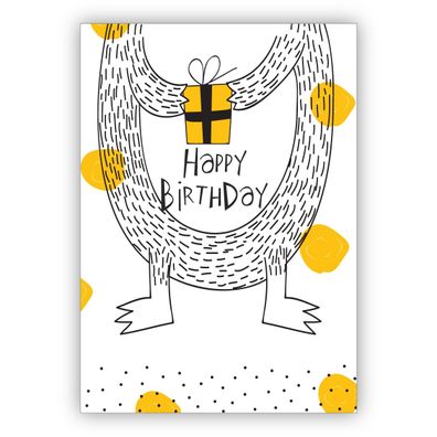 4x coole Monster Geburtstagskarte nicht nur für Kinder "Happy Birthday"