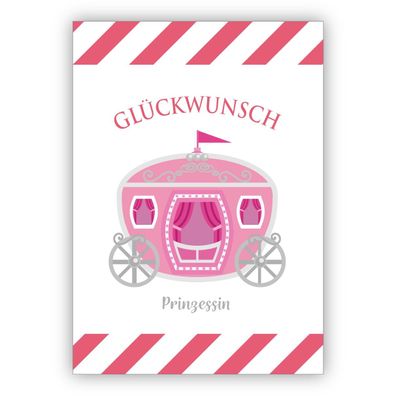 Hübsche Glückwunschkarte mit rosa Kutsche nicht nur zum Geburtstag: Glückwunsch Prinz
