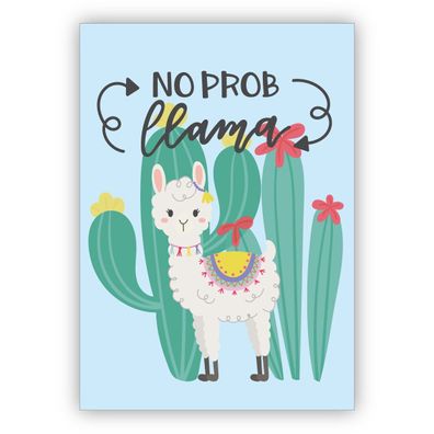 4x Lustige Motto Grußkarte mit Lama vor Kaktus für beste Freunde zum Geburtstag, Beis