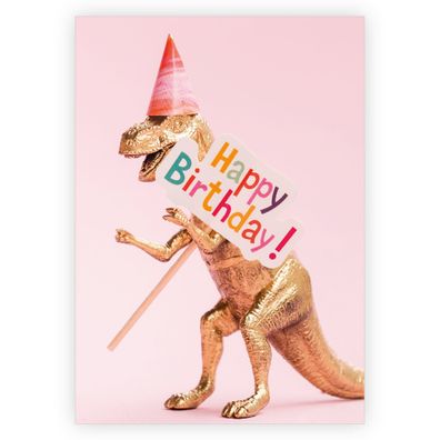 4x Coole Dinosaurier Geburtstagskarte um mit Humor fröhlich Happy Birthday zu wünsche