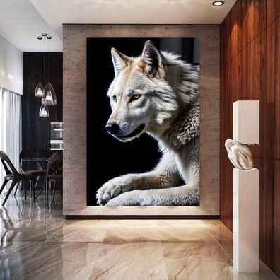 Modern Wandbild Art Tier weißer Wolf Acrylglas + Aluminium , Leinwand , Poster