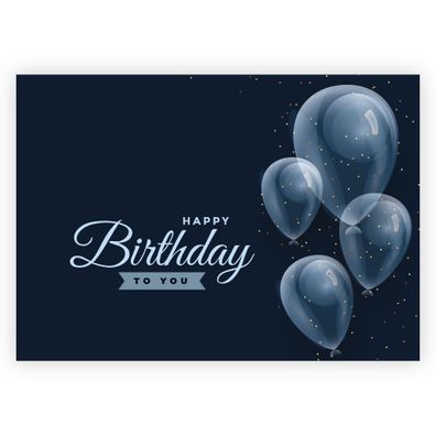 Reduzierte Designer Geburtstagskarte mit Luftballons zum Geburtstag: Happy Birthday t