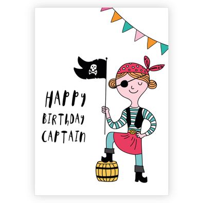 Fröhliche Piraten Geburtstagskarte: Happy Birthday Captain
