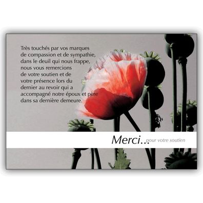 Würdevolle Trauer Dankeskarte, französisch: Merci pour votre soutien