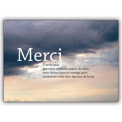 4x Französische Trauer Dankeskarte mit Abenddämmerung