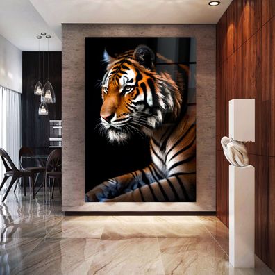 Art Modern Wandbild Tier Tiger Acrylglas + Aluminium , Leinwand , Poster