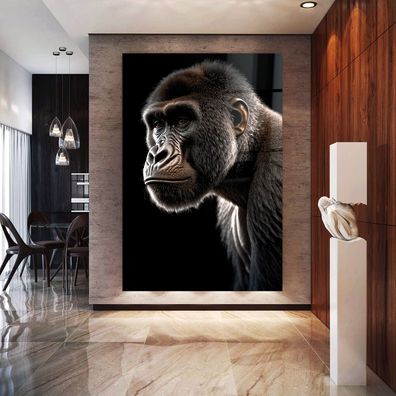 Art Modern Wandbild Tier Gorilla Affe Acrylglas + Aluminium , Leinwand , Poster