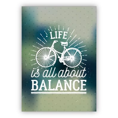 Tolle Wellness Retro Motto Grußkarte mit Fahrrad für beste Freunde - auch zum Geburts