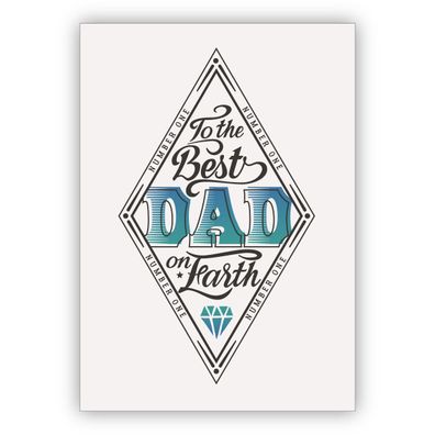 4x Coole Retro Vatertagskarte mit Vintage Grafik: To the best Dad on earth