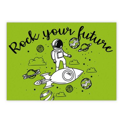 4x Coole Glückwunschkarte mit Rakete zum Geburtstag, Examen: Rock your future