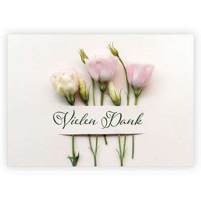 Stilvolle Dankeskarte um im klassischen Stil mit Rosen Dankeschön zu sagen