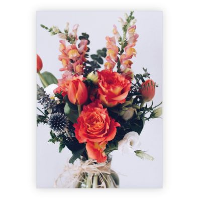 4x Feine Sommer Blumen Grußkarte für Mann & Frau zum Geburtstag, Jubiläum