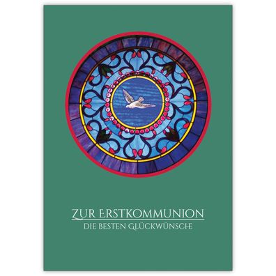 4x Edle christliche Glückwunschkarte mit Taube: Zu Deiner Erstkommunion die besten Gl