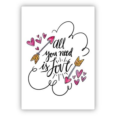 Romantische Liebeskarte als Glückwunsch zur Hochzeit oder zum Valentinstag mit Herzen